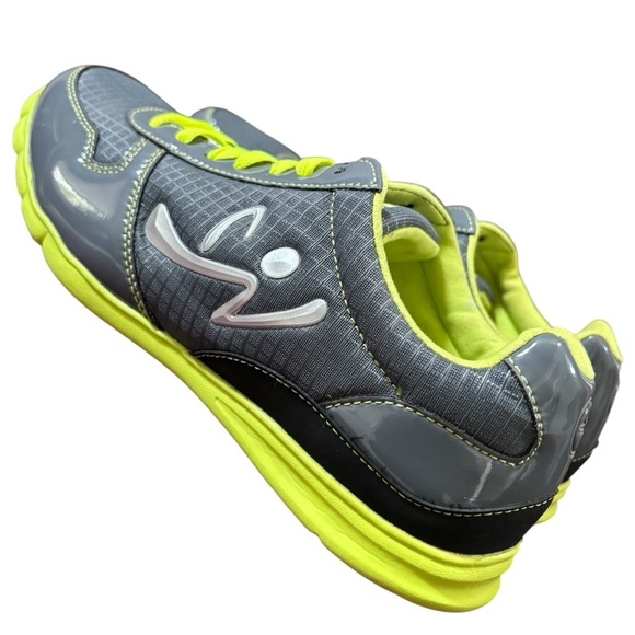 Zumba Fitness Gray Gloss & Volt Yellow Logo Sneakers, Size 9 - Picture 4 of 9